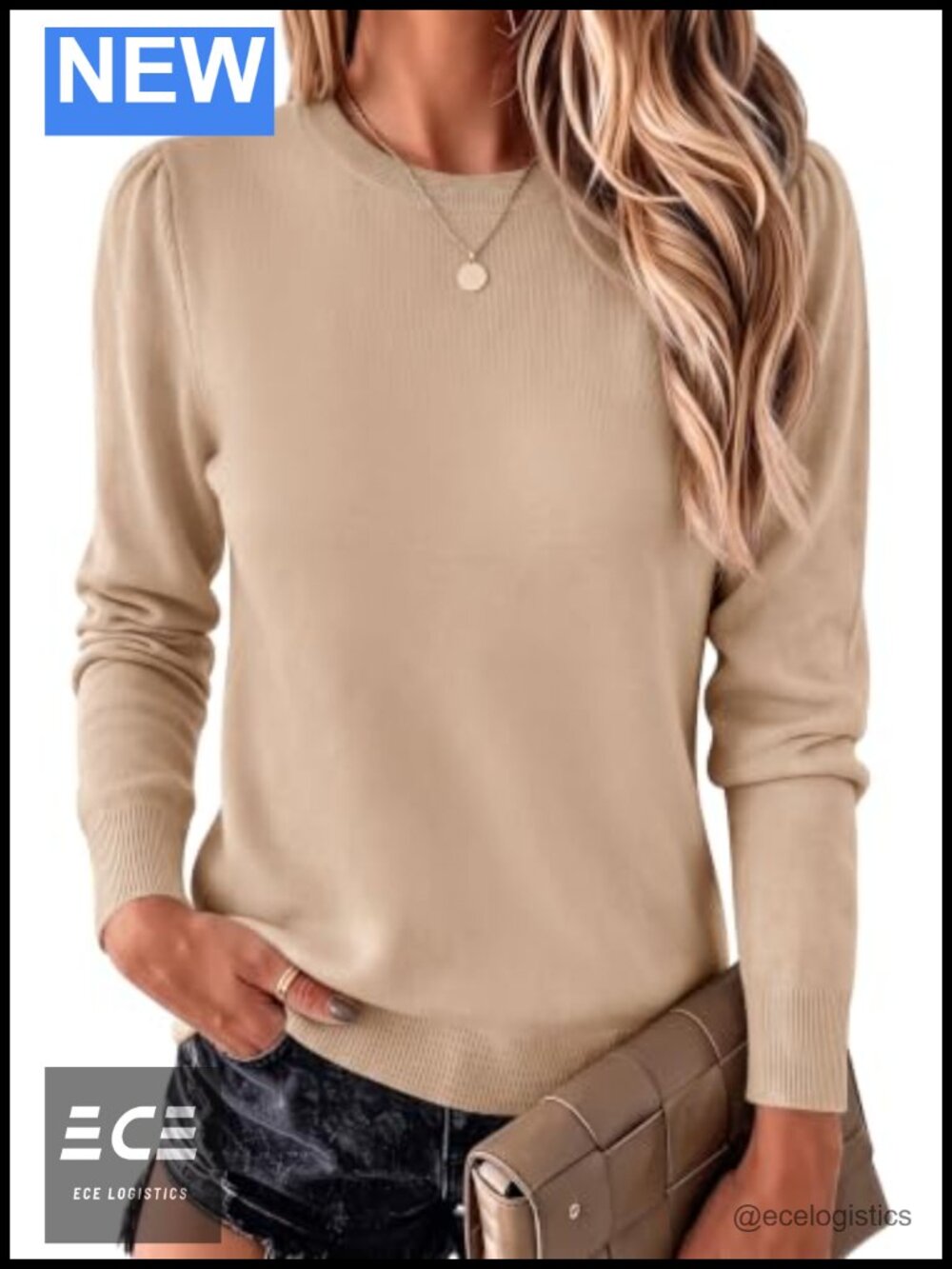 Lightweight Knit Pullover Sweater Long Sleeve Crew Neck Women's Soft